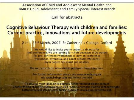 Cognitive Behaviour Therapy with children and families: