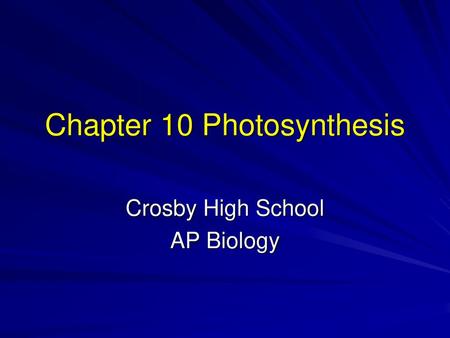 Chapter 10 Photosynthesis