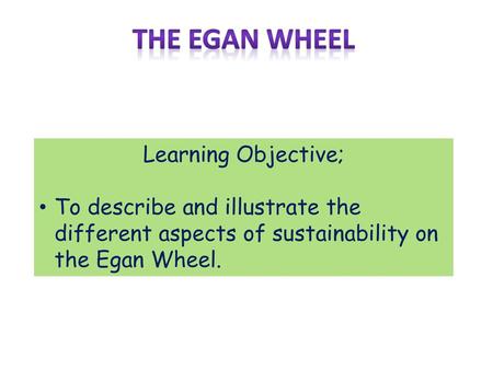 The egan wheel Learning Objective;