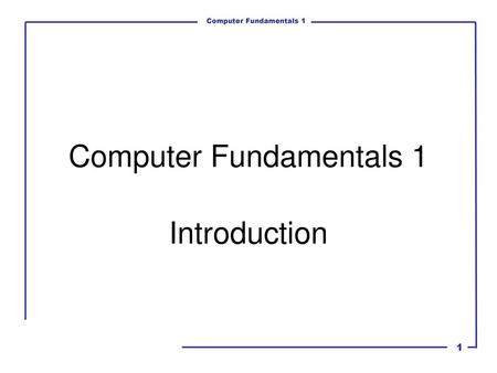 Computer Fundamentals 1