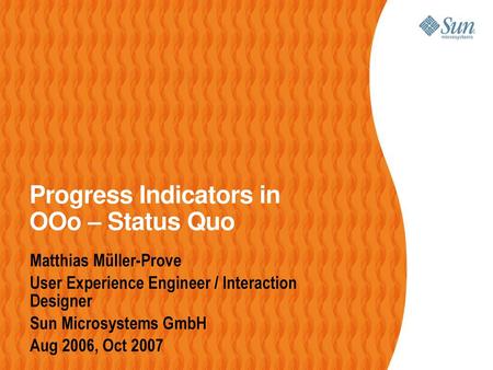 Progress Indicators in OOo – Status Quo