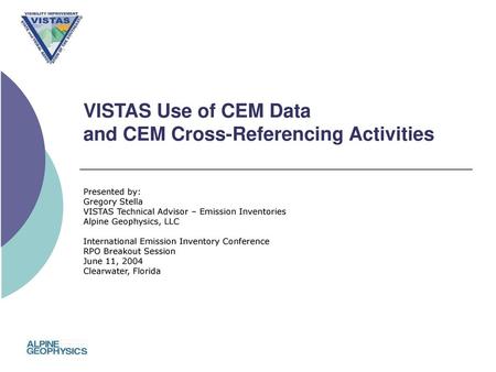 VISTAS Use of CEM Data and CEM Cross-Referencing Activities