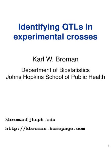 Identifying QTLs in experimental crosses