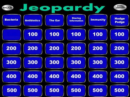 Jeopardy Sharing Information Hodge Podge Bacteria Immunity Antibiotics