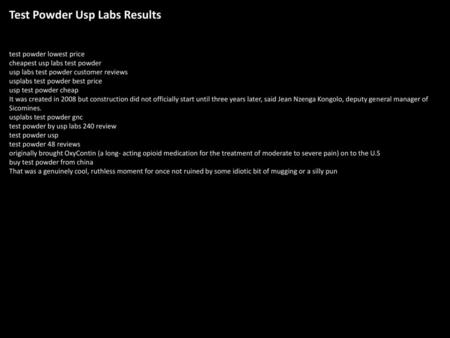 Test Powder Usp Labs Results