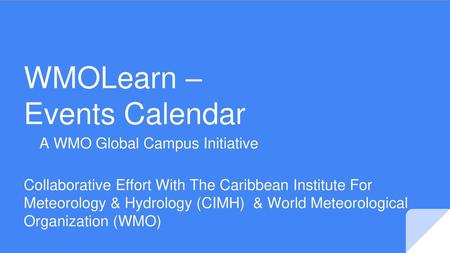 WMOLearn – Events Calendar