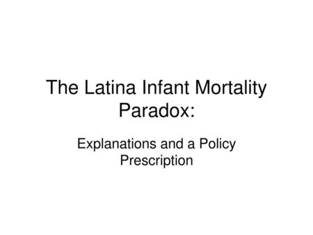 The Latina Infant Mortality Paradox: