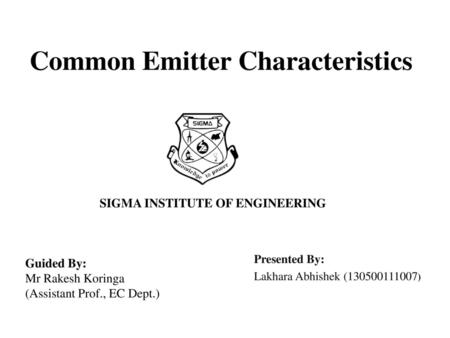 Common Emitter Characteristics