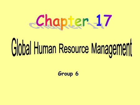 Global Human Resource Management