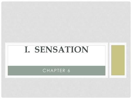 I. Sensation Chapter 6.