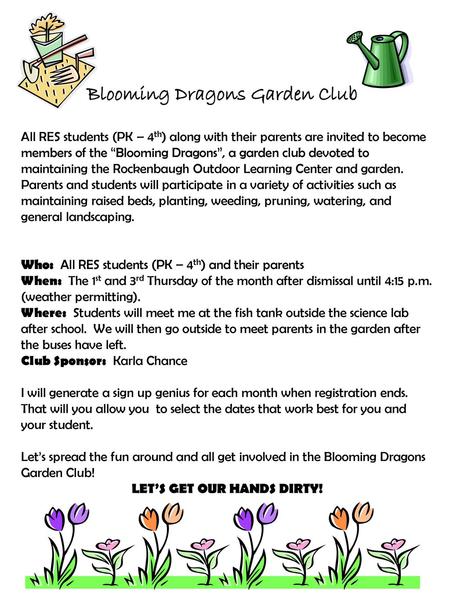 Blooming Dragons Garden Club LET’S GET OUR HANDS DIRTY!