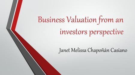 Business Valuation from an investors perspective