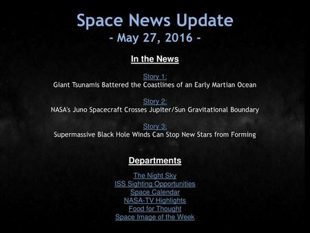 Space News Update - May 27, In the News Departments Story 1: