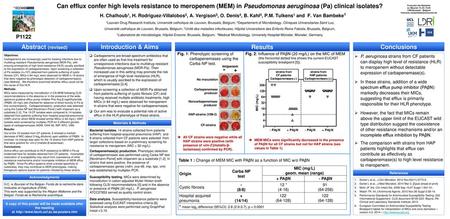 Can efflux confer high levels resistance to meropenem (MEM) in Pseudomonas aeruginosa (Pa) clinical isolates? H. Chalhoub1, H. Rodriguez-Villalobos2,