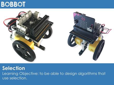 Selection Learning Objective: to be able to design algorithms that use selection.