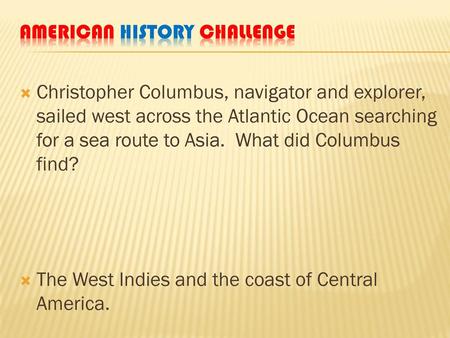 American History Challenge