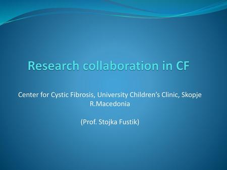 Research collaboration in CF