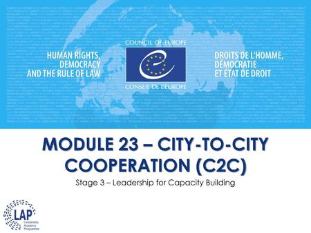 MODULE 23 – CITY-TO-CITY COOPERATION (C2C)