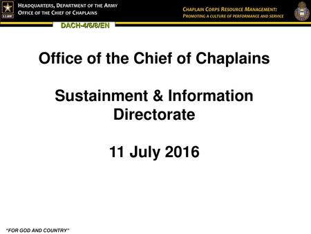 Office of the Chief of Chaplains Sustainment & Information Directorate