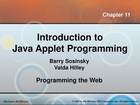 Java Applet Programming Barry Sosinsky Valda Hilley