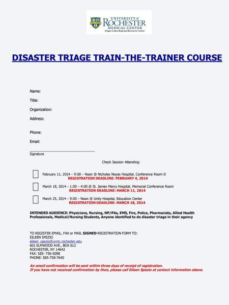 DISASTER TRIAGE TRAIN-THE-TRAINER COURSE