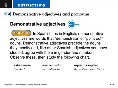 Demonstrative adjectives