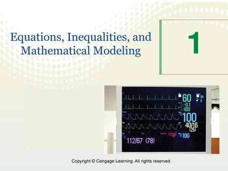 1 Equations, Inequalities, and Mathematical Modeling