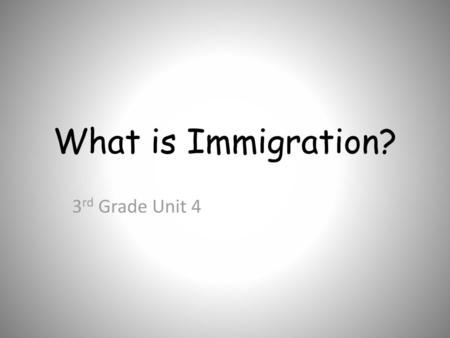 What is Immigration? 3rd Grade Unit 4