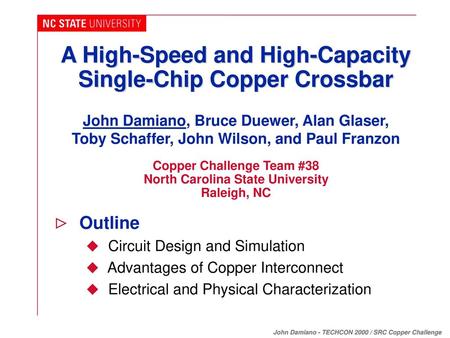 A High-Speed and High-Capacity Single-Chip Copper Crossbar