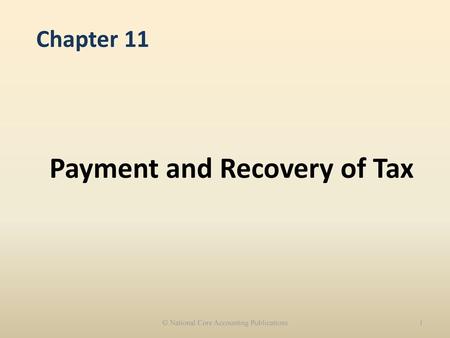 Payment and Recovery of Tax