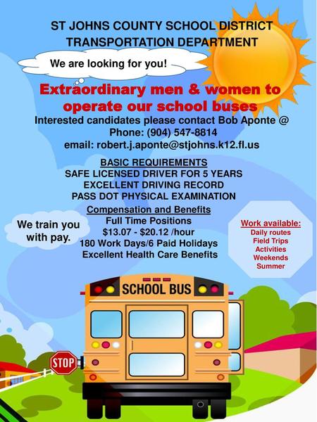 Extraordinary men & women to operate our school buses