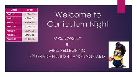 Welcome to Curriculum Night