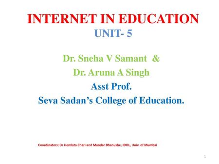 INTERNET IN EDUCATION UNIT- 5