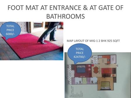 FOOT MAT AT ENTRANCE & AT GATE OF BATHROOMS