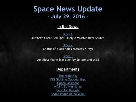 Space News Update - July 29, In the News Departments Story 1: