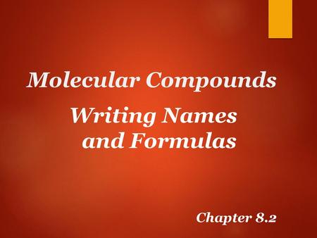 Writing Names and Formulas