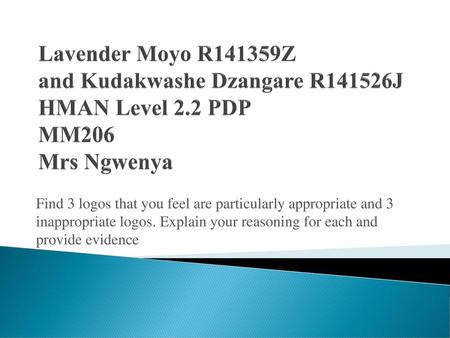 Lavender Moyo R141359Z and Kudakwashe Dzangare R141526J HMAN Level 2