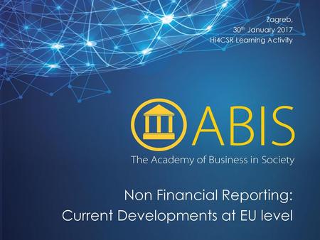 Non Financial Reporting: Current Developments at EU level