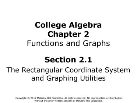 College Algebra Chapter 2 Functions and Graphs