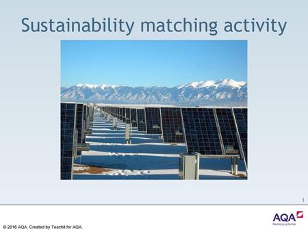 Sustainability matching activity