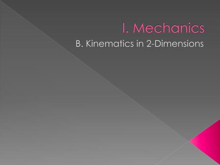 B. Kinematics in 2-Dimensions