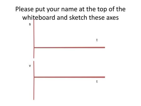 Please put your name at the top of the whiteboard and sketch these axes v t.