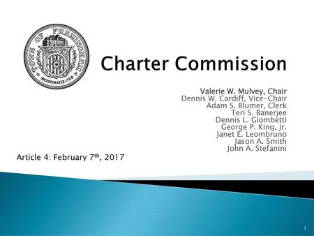 Charter Commission Article 4: February 7th, 2017