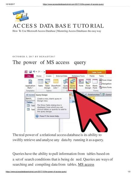 AC C E S S DATA B A S E T U TO R I A L