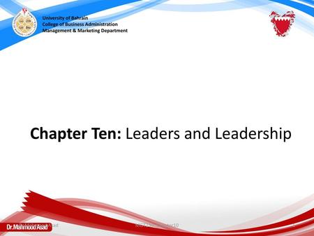 Chapter Ten: Leaders and Leadership