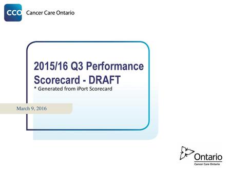 2015/16 Q3 Performance Scorecard - DRAFT