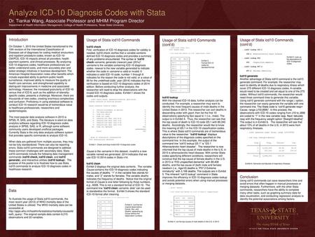 Analyze ICD-10 Diagnosis Codes with Stata