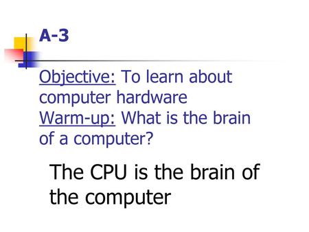 The CPU is the brain of the computer