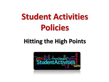 Student Activities Policies