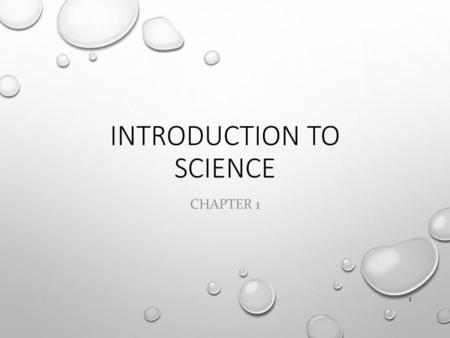 Introduction to Science